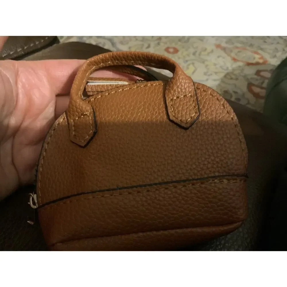 Leather Padlock Mini Bag Cognac Charm Coin Pouch Key Holder Keychain Paddington
